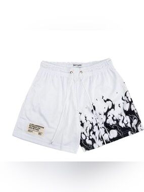 BKTSQD x ZHC Flame Graphic Mesh Shorts